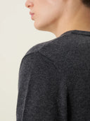 erkek v yaka kazak, triko, yün, gri melanj