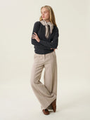 kadın bisiklet yaka kazak, triko, yün, gri melanj