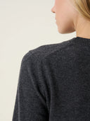 kadın bisiklet yaka kazak, triko, yün, gri melanj