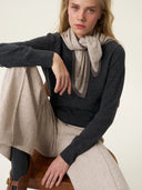 kadın bisiklet yaka kazak, triko, yün, gri melanj