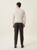 erkek polo yaka kazak, triko, yün, ekru