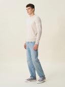 erkek bisiklet yaka kazak, triko, yün, ekru