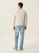 erkek bisiklet yaka kazak, triko, yün, ekru