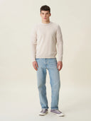 erkek bisiklet yaka kazak, triko, yün, ekru