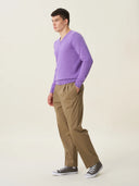 erkek v yaka kazak, triko, yün, lila