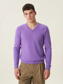 erkek v yaka kazak, triko, yün, lila