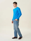 erkek bisiklet yaka kazak, triko, yün, mavi