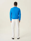 erkek polo yaka kazak, triko, yün, mavi