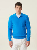 erkek polo yaka kazak, triko, yün, mavi