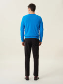 erkek v yaka kazak, triko, yün, mavi