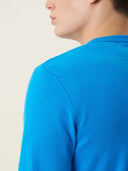 erkek v yaka kazak, triko, yün, mavi