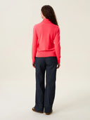 kadın boğazlı yaka kazak, triko, yün, mercan