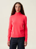 kadın boğazlı yaka kazak, triko, yün, mercan