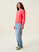 kadın bisiklet yaka kazak, triko, yün, mercan