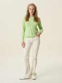 kadın bisiklet yaka kazak, triko, yün, mint yeşili