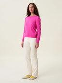 kadın bisiklet yaka kazak, triko, yün, pembe