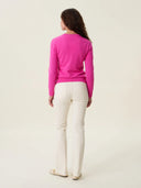 kadın bisiklet yaka kazak, triko, yün, pembe