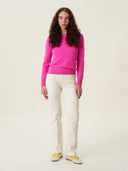 kadın bisiklet yaka kazak, triko, yün, pembe