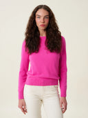 kadın bisiklet yaka kazak, triko, yün, pembe