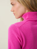 kadın boğazlı yaka kazak, triko, yün, pembe