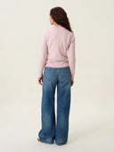 kadın bisiklet yaka kazak, triko, yün, pudra