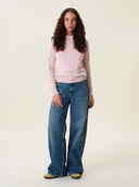 kadın bisiklet yaka kazak, triko, yün, pudra