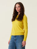 kadın bisiklet yaka kazak, triko, yün, sarı