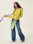 kadın bisiklet yaka kazak, triko, yün, sarı