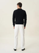 erkek polo yaka kazak, triko, yün, siyah