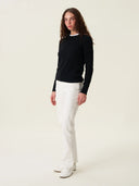 kadın bisiklet yaka kazak, triko, yün, siyah