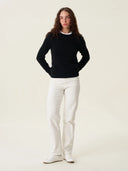 kadın bisiklet yaka kazak, triko, yün, siyah