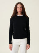 kadın bisiklet yaka kazak, triko, yün, siyah