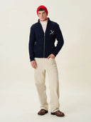 Chalet 05: Men’s Navy Zip-Up Knit Cardigan