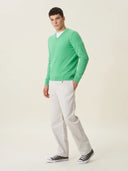 erkek v yaka kazak, triko, yün, yeşil