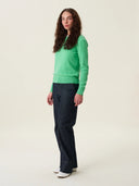 kadın bisiklet yaka kazak, triko, yün, yeşil