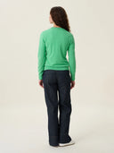 kadın bisiklet yaka kazak, triko, yün, yeşil