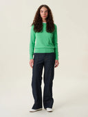 kadın bisiklet yaka kazak, triko, yün, yeşil