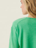 kadın v yaka kazak, triko, yün, yeşil